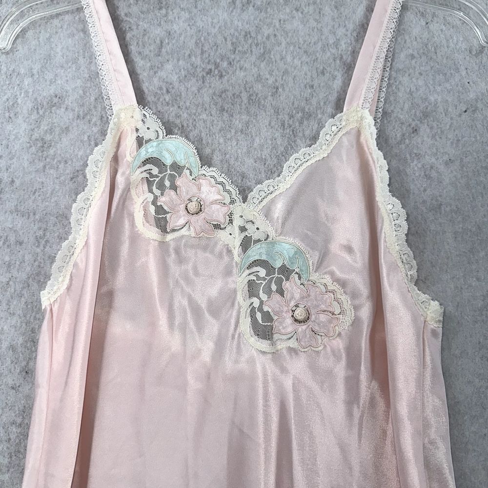 Vintage Barbizon Baby‎ Pink Slip Dress Nightie SMALL Lace Large Flowers Detailed - Picture 3 of 13